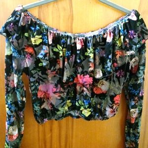 Forever 21 Off The Shoulder Velvet Crop Top